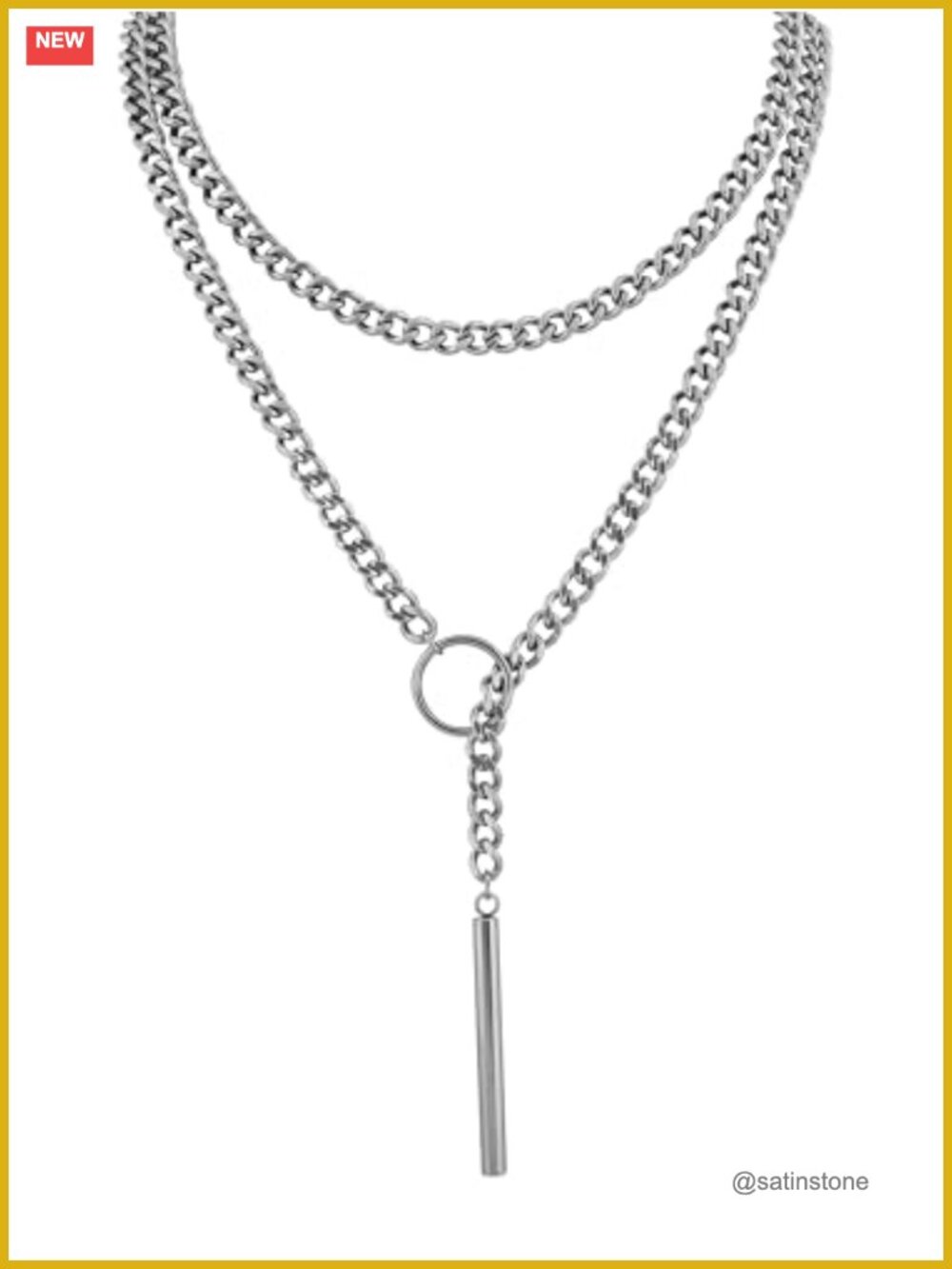 Stainless Steel Chunky Chain Y Necklace Lariat Goth Punk Emo Grunge